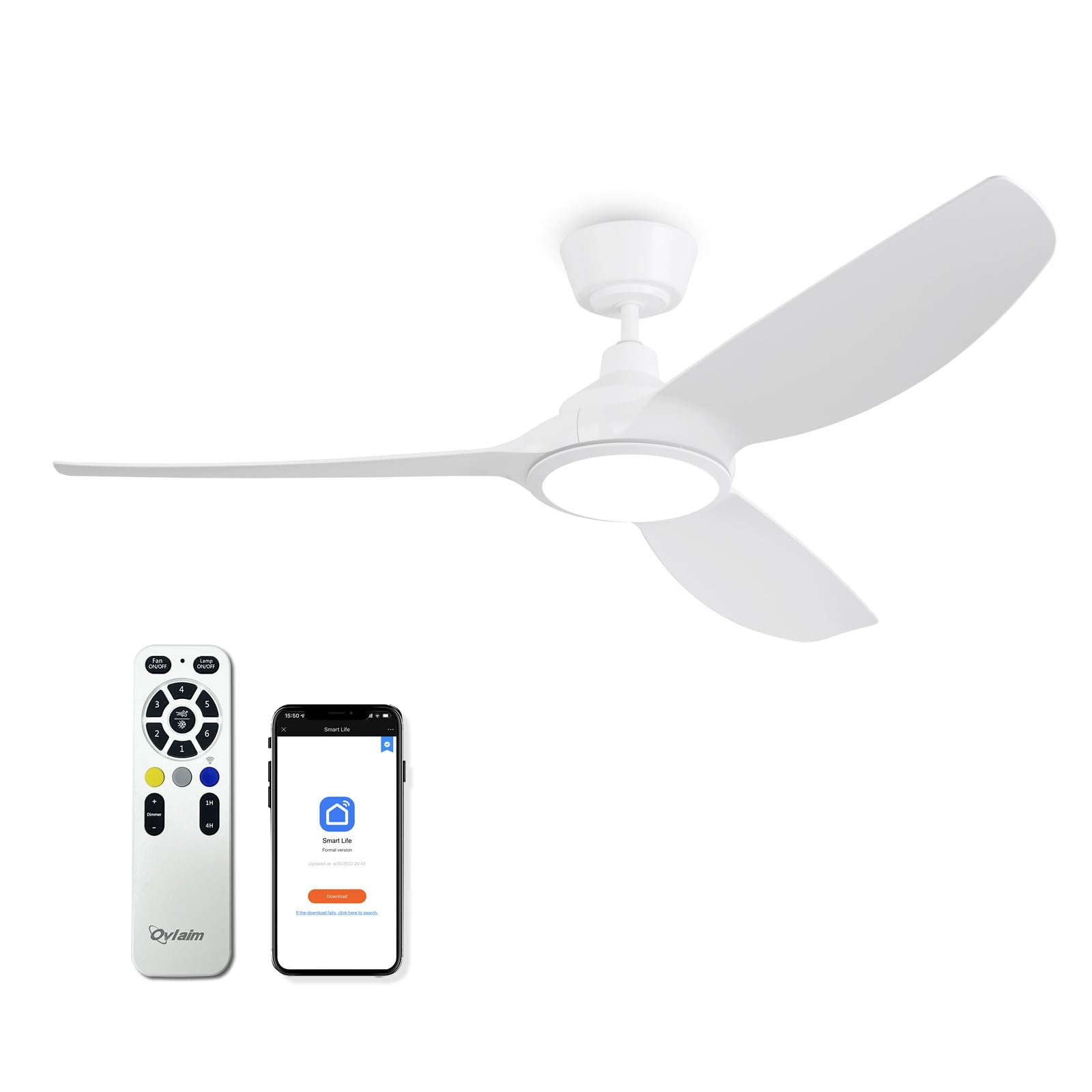 Ovlaim Ventilatore da Soffitto Smart 132cm Bianco