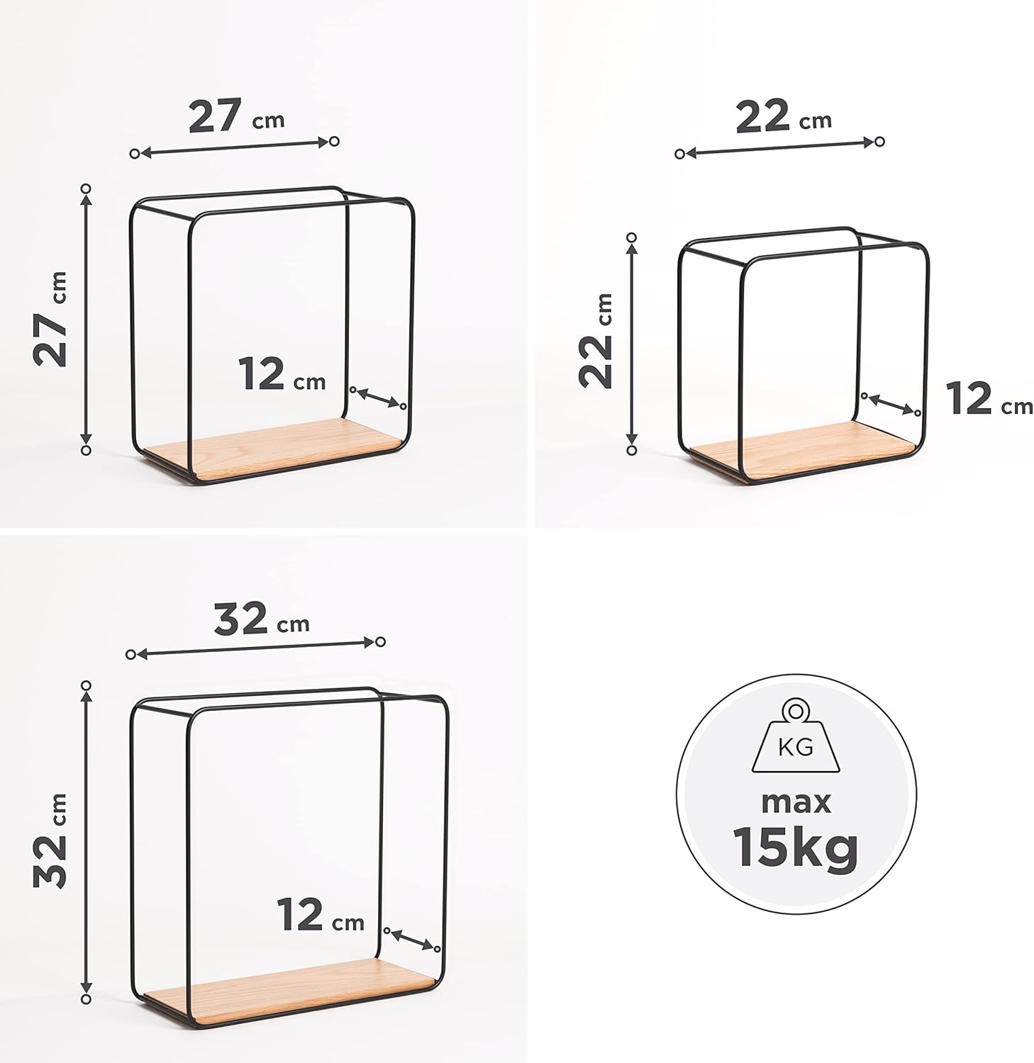 Kazai. Mensole da Muro Design -Jona- 3 Parti, Quercia - immagine 3