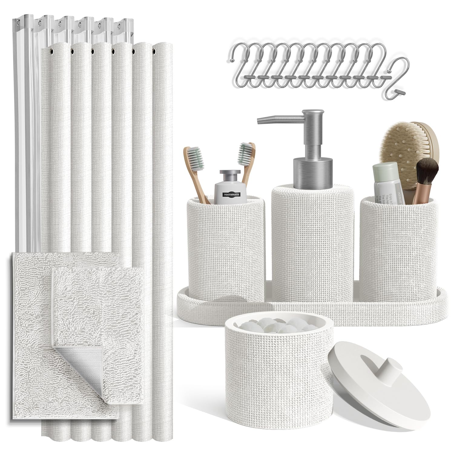Clara Clark Set da Bagno Bianco 21 Pezzi