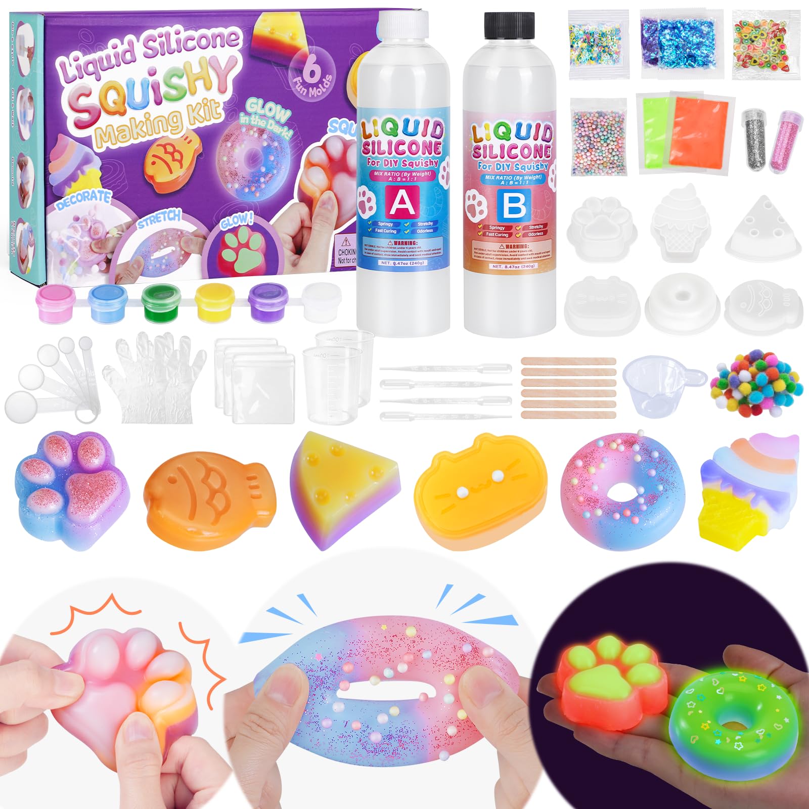 Highttoy Kit Squishy Silicone Liquido Luminosi Fai Da Te 480ml