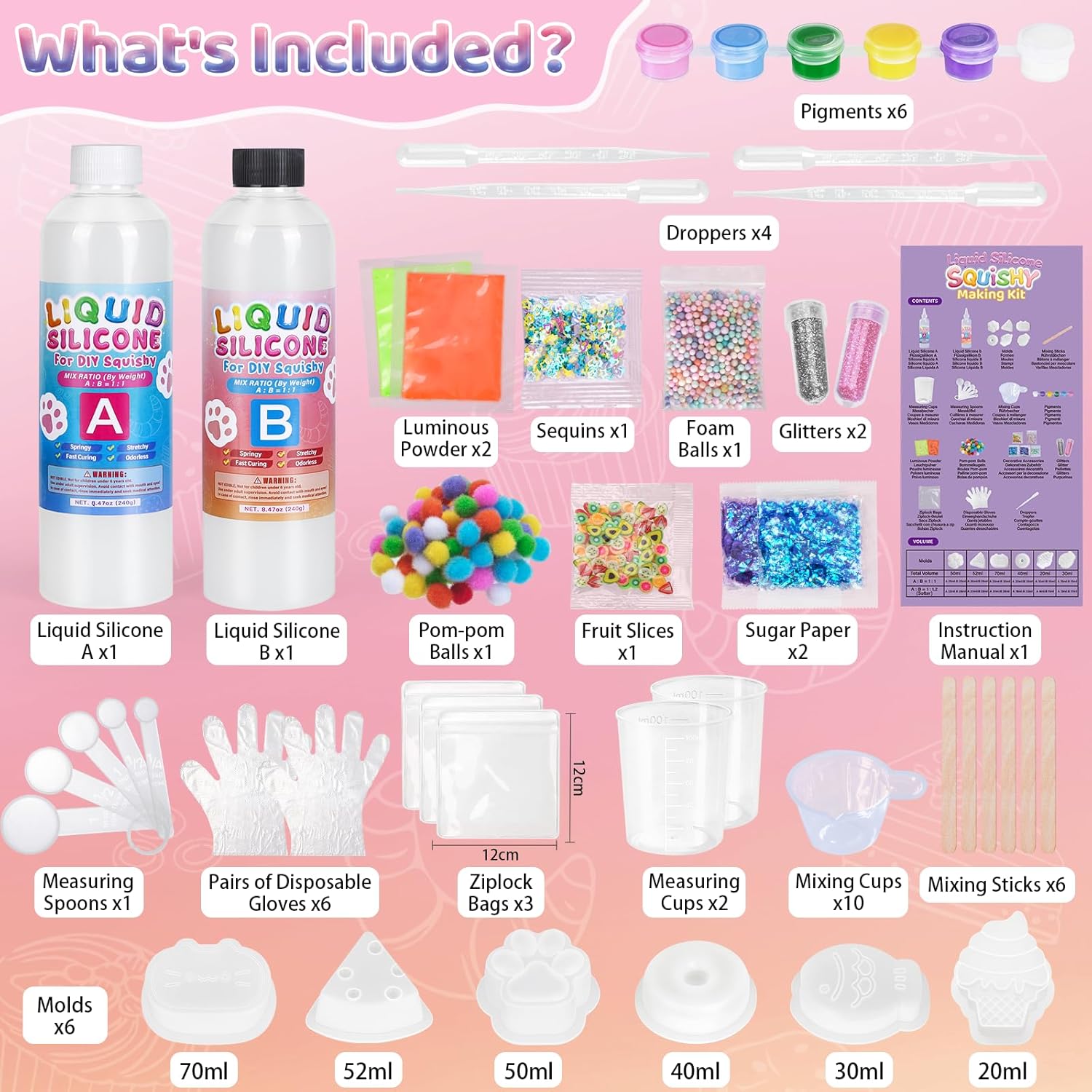 Highttoy Kit Squishy Silicone Liquido Luminosi Fai Da Te 480ml - immagine 4