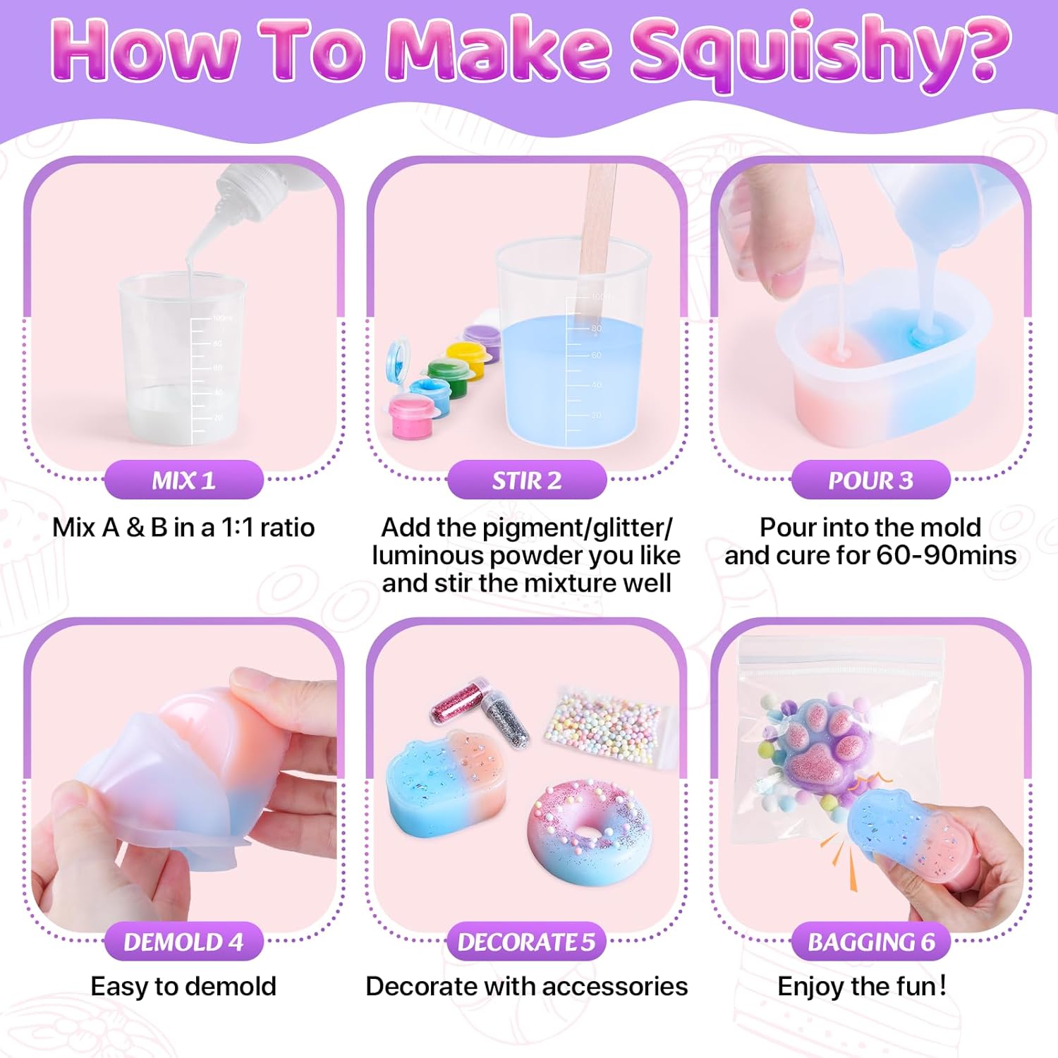 Highttoy Kit Squishy Silicone Liquido Luminosi Fai Da Te 480ml - immagine 5