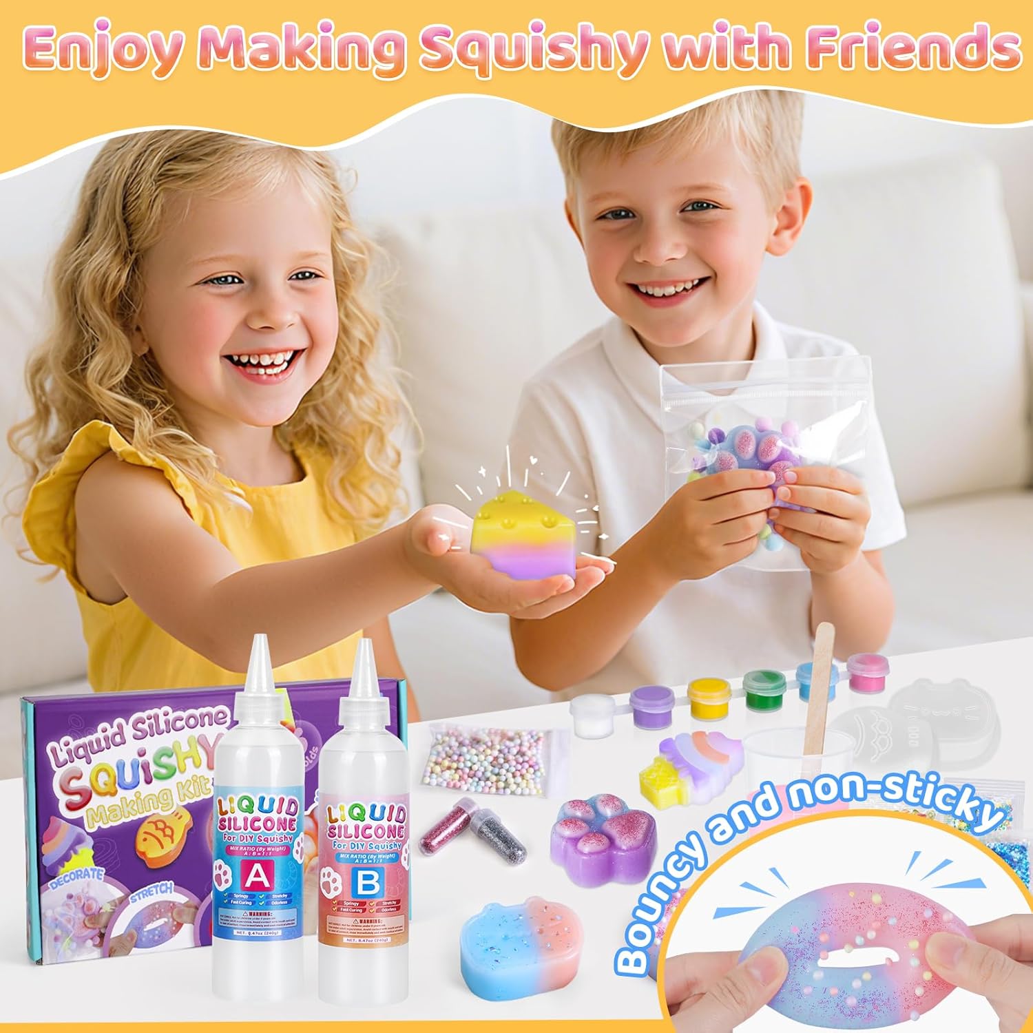 Highttoy Kit Squishy Silicone Liquido Luminosi Fai Da Te 480ml - immagine 6