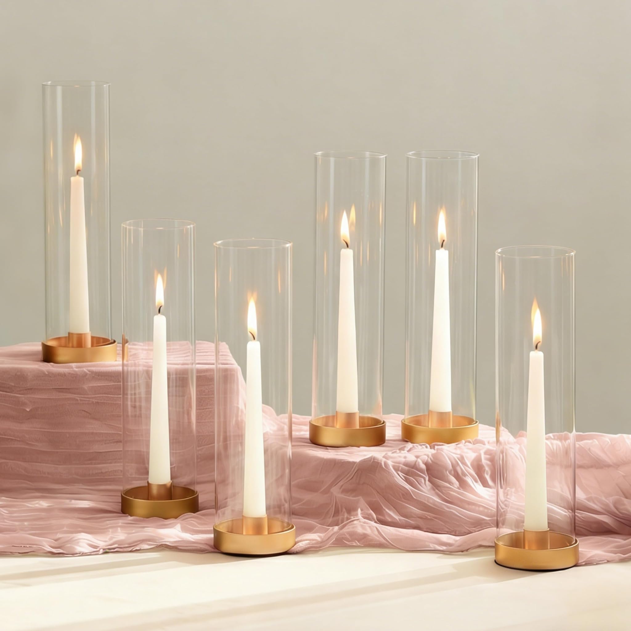 Nuptio Portacandele Uragano in Vetro e Metallo Oro (6 Pezzi)