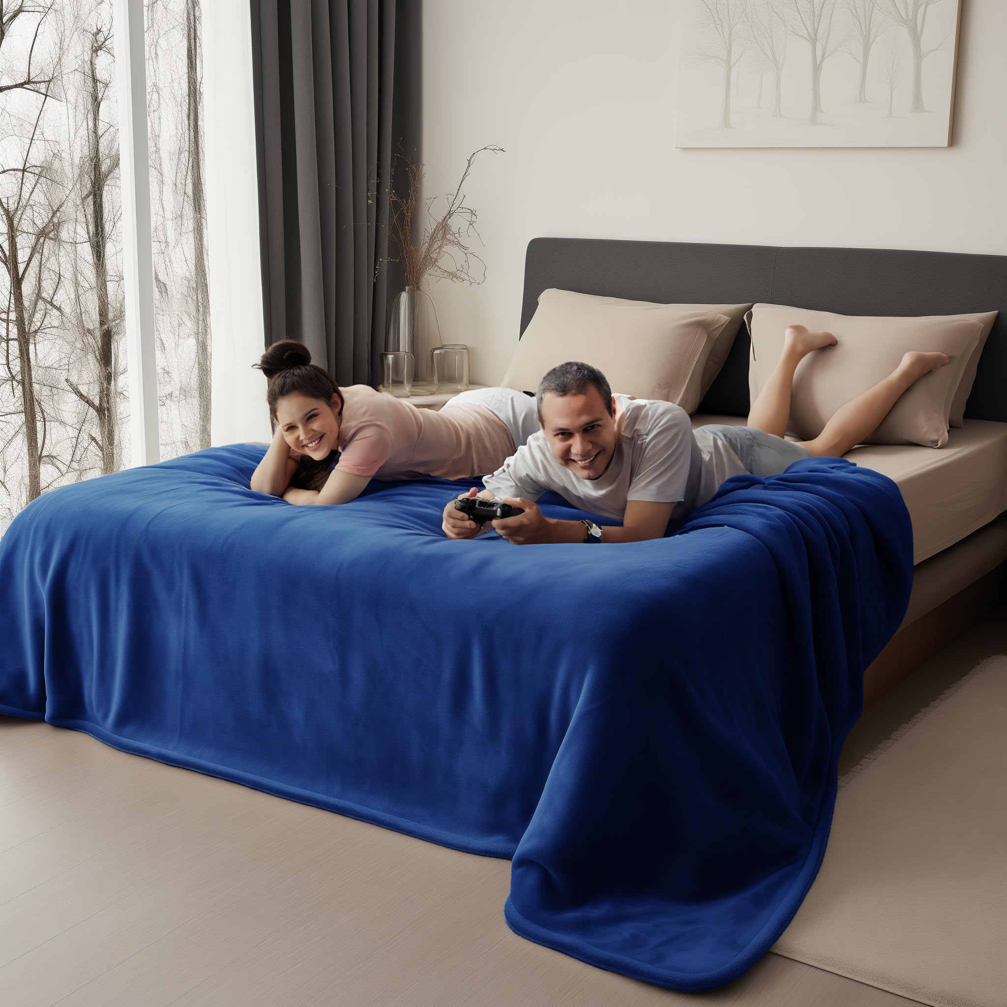 Bedding Aid Coperta Impermeabile King Size, Blu Scuro/Verde