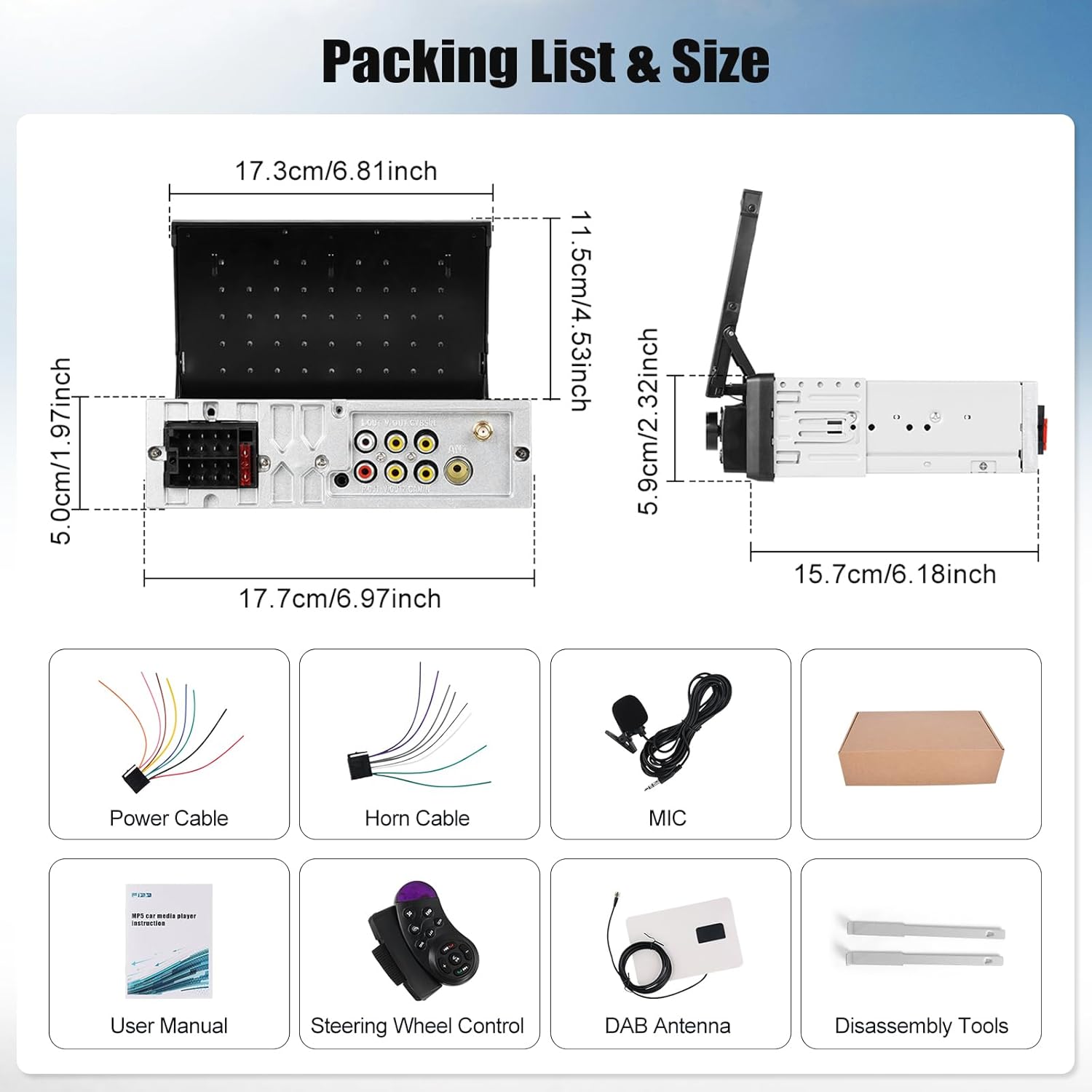Sixwin Autoradio 1 Din con Wireless Carplay Android Auto - immagine 2