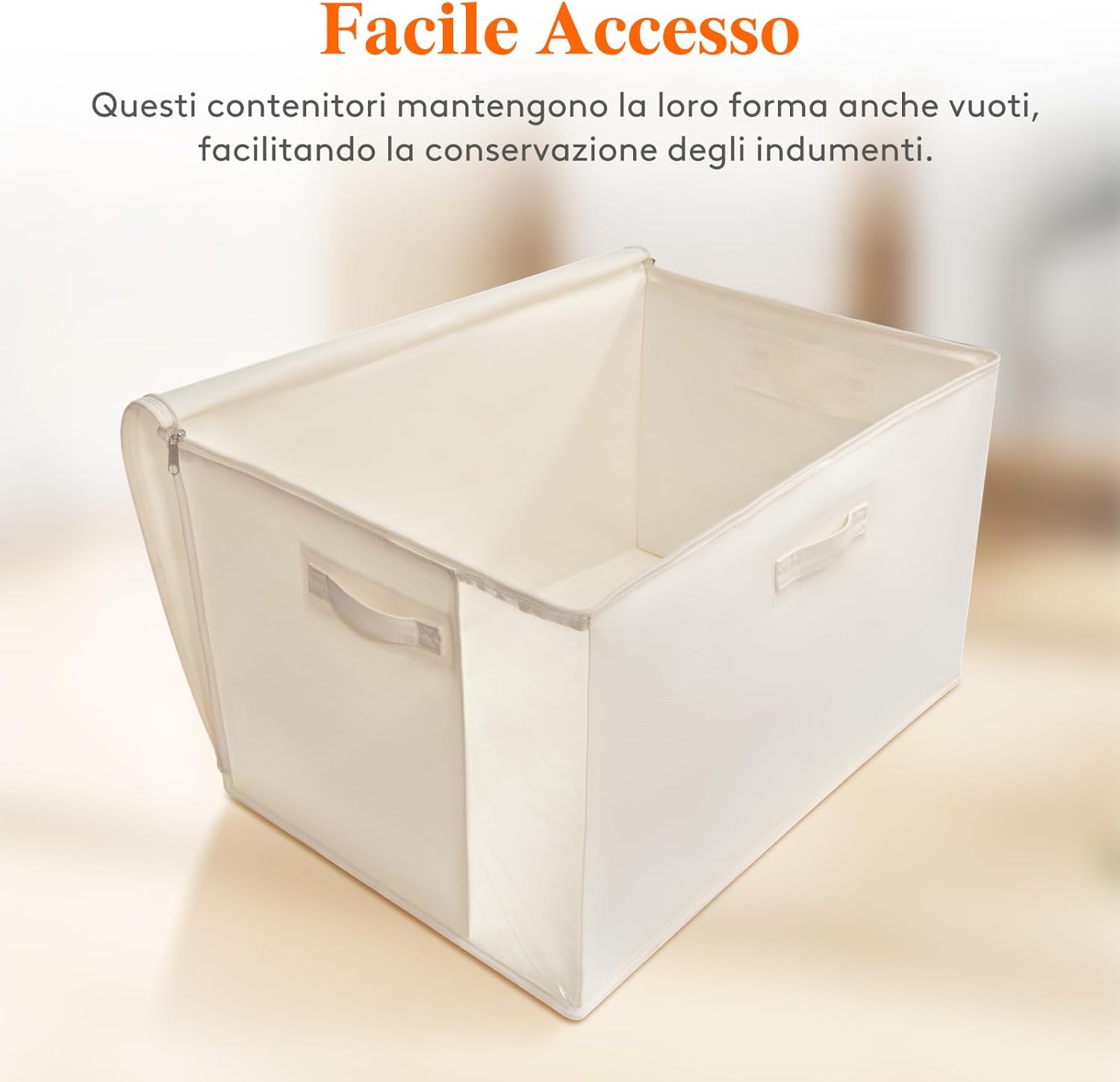 Lifewit Contenitori per Copriletti 60L, Beige (4 pezzi) - immagine 5