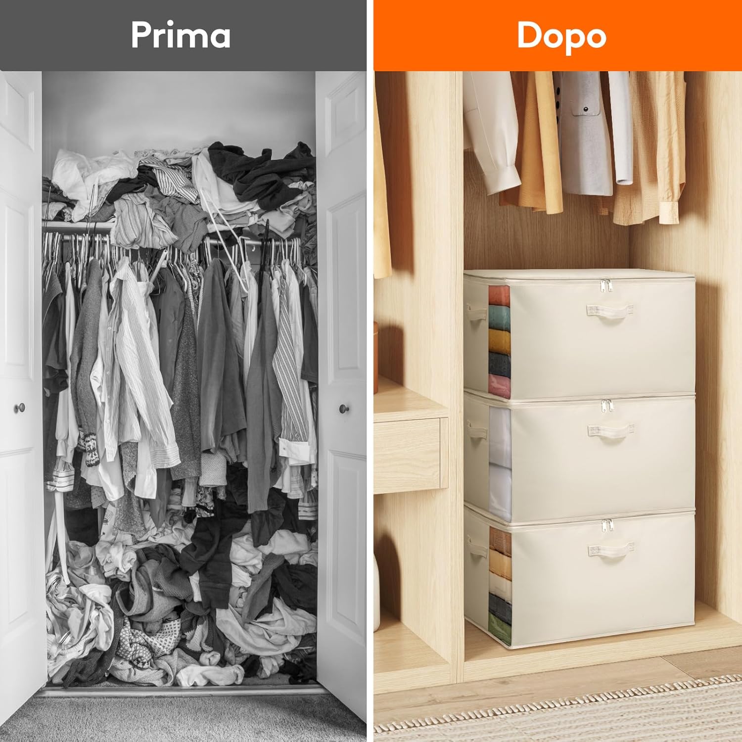 Lifewit Contenitori per Copriletti 60L, Beige (4 pezzi) - immagine 7