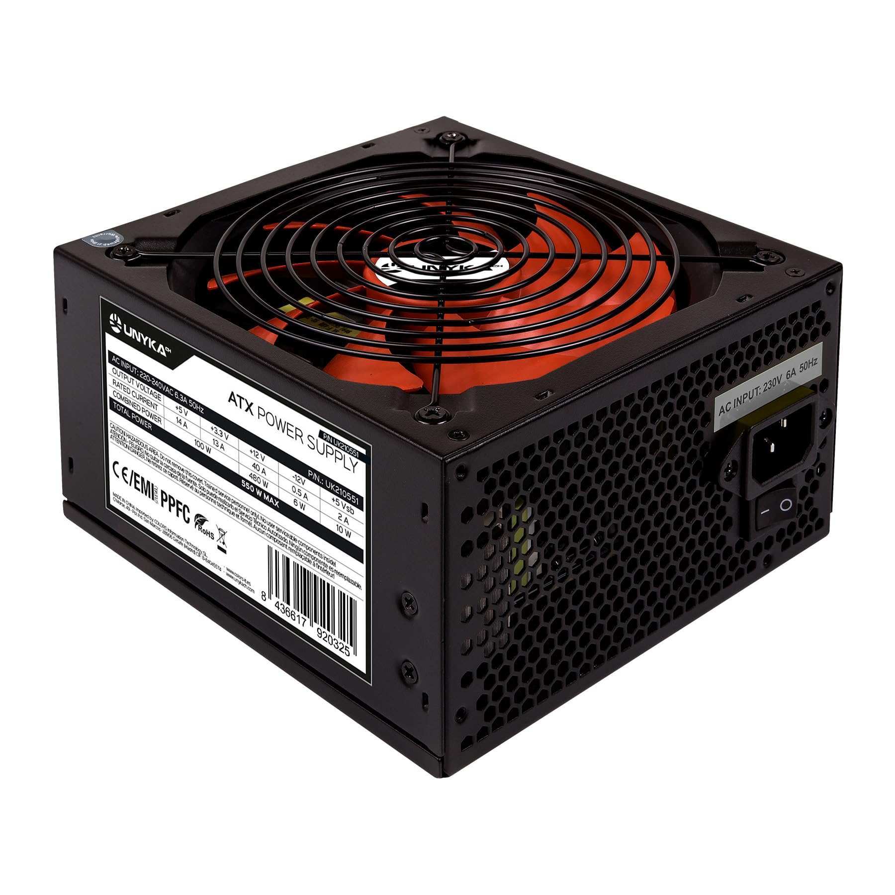 UNYKAch UK210551 Fuente de Alimentación ATX 550W Gaming