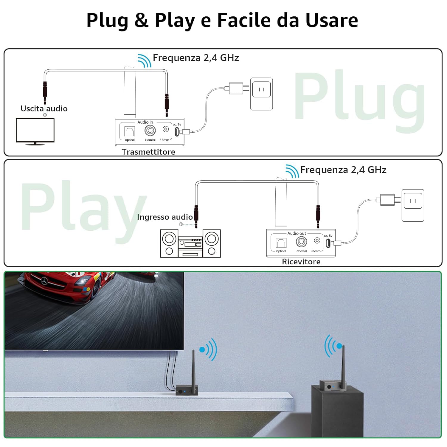 1mii Trasmettitore Ricevitore Audio Wireless 2.4G HiFi - immagine 7