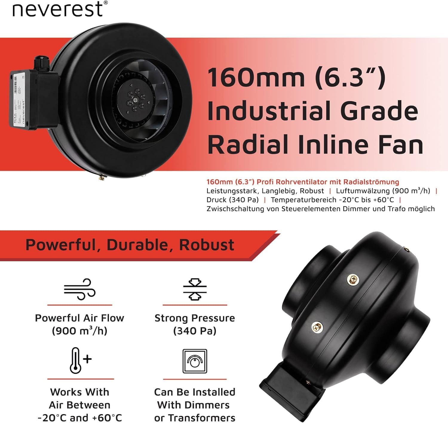 Neverest® RV-B 160 mm - Ventilatore di Ventilazione - immagine 2