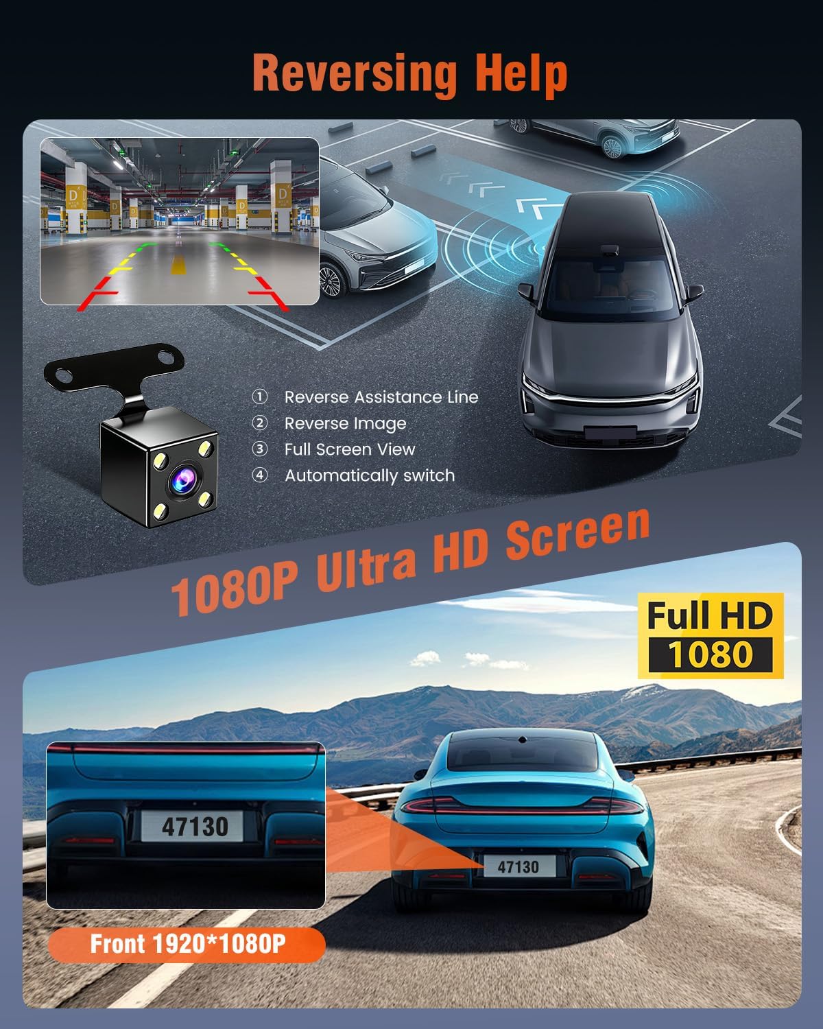 Hikity Dashcam Auto 360° 4 Canali con SD 64GB - immagine 5