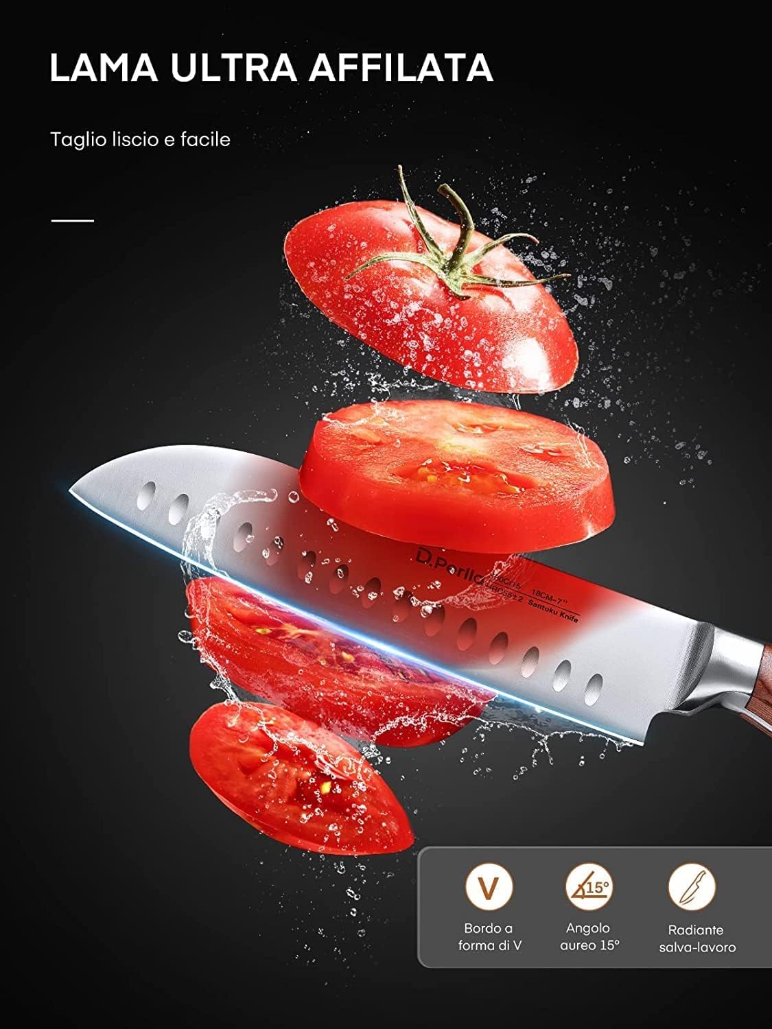 D.perlla Set Coltelli da Cucina Professionali 16 Pezzi - immagine 5