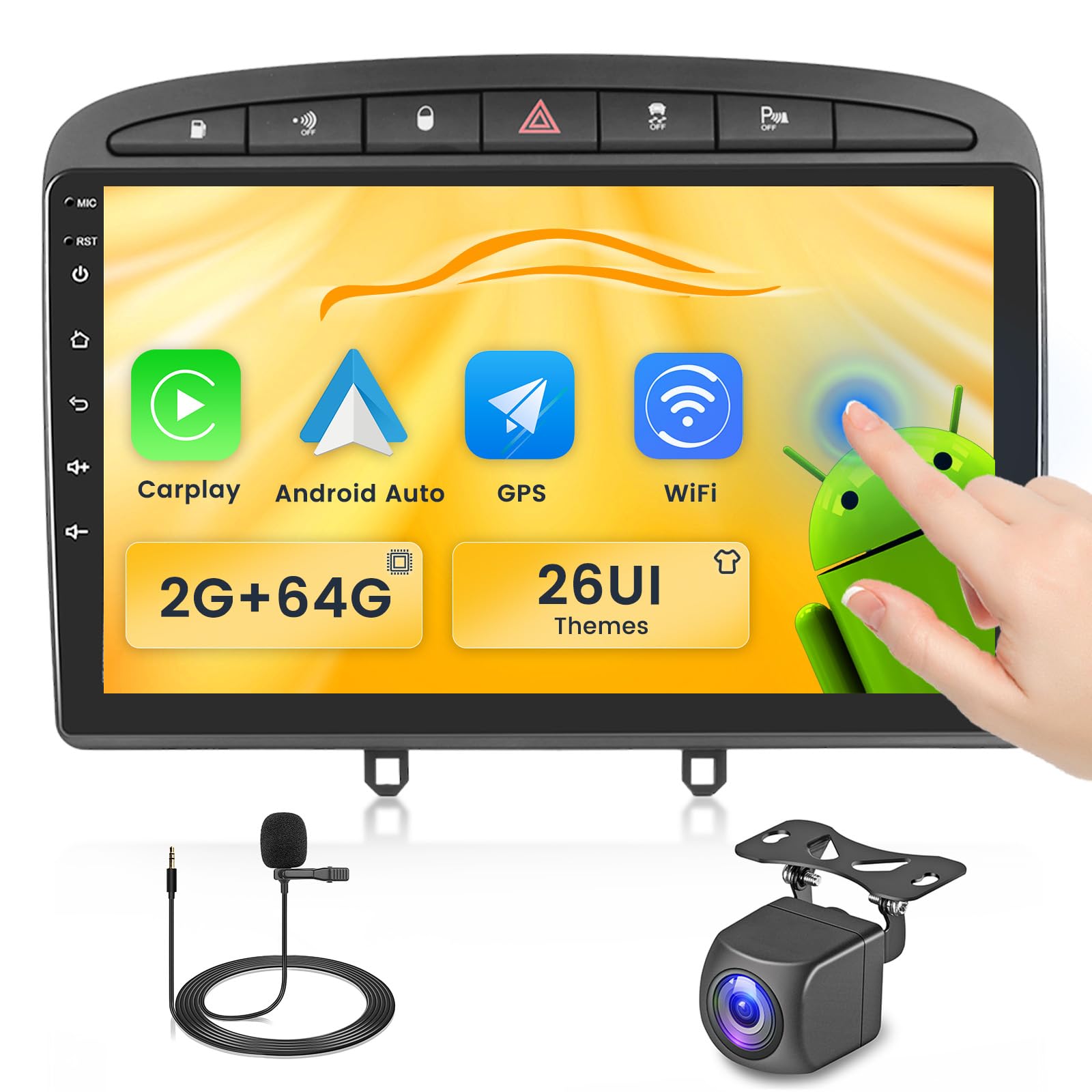 Fuluku Autoradio Android 9'' per Peugeot 308/408 2007-2015