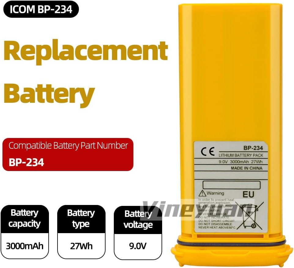 Batteria Litio Ricambio ICOM BP-234 9.0V 3000mAh - immagine 2