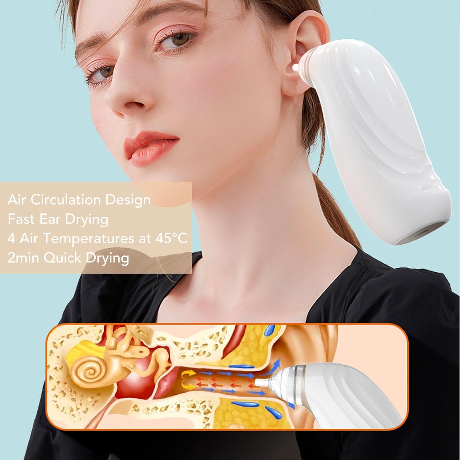 Asciugacapelli Ricaricabile 10W per Orecchio - immagine 8