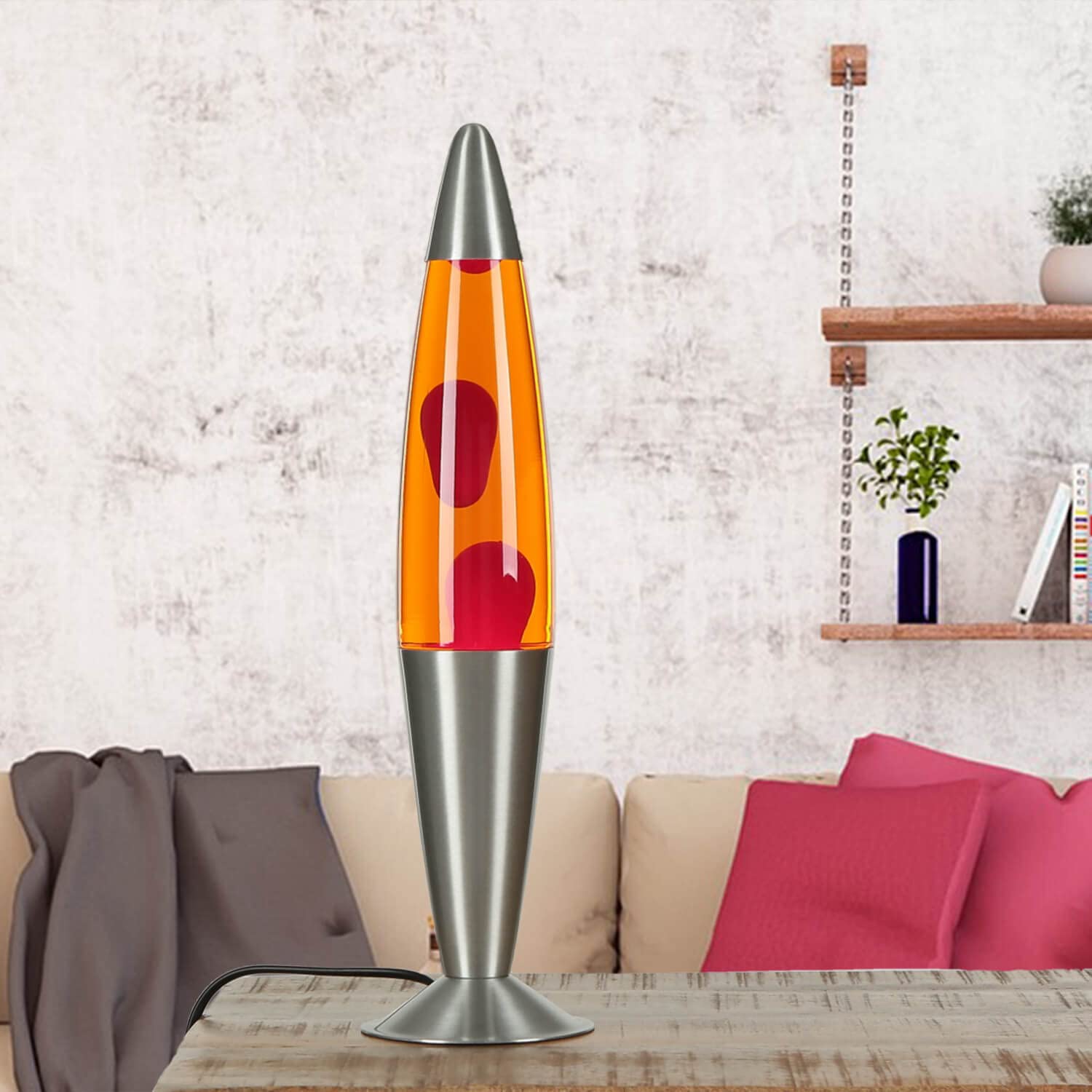 Lampada lava JENNY H:42cm, argento/arancio/rosso