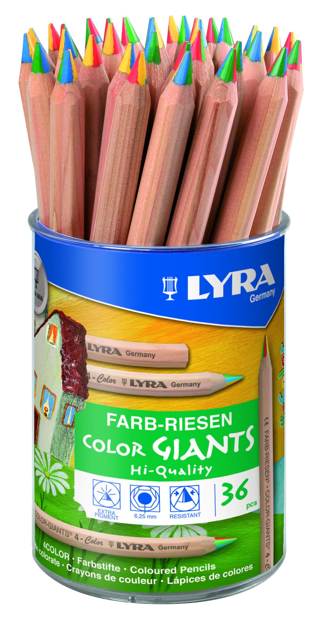 LYRA Color Giants L3933365 Pastelli Mina 4-colori Barattolo 36 pz