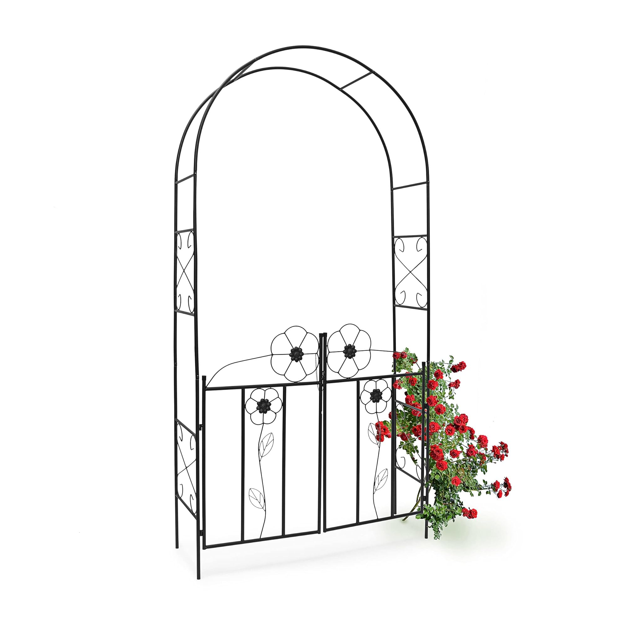 Relaxdays Arco per Rose con Cancello in Ferro, Nero