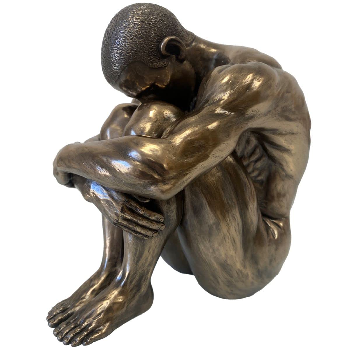 BodyTalk - Muscular Male Nude Statue in Polished Bronze Effect Finish