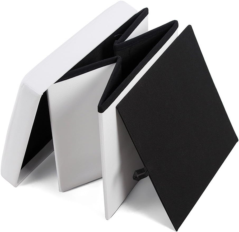 Songmics Pouf Cubo Poggiapiedi Pieghevole 38cm, Bianco - immagine 7