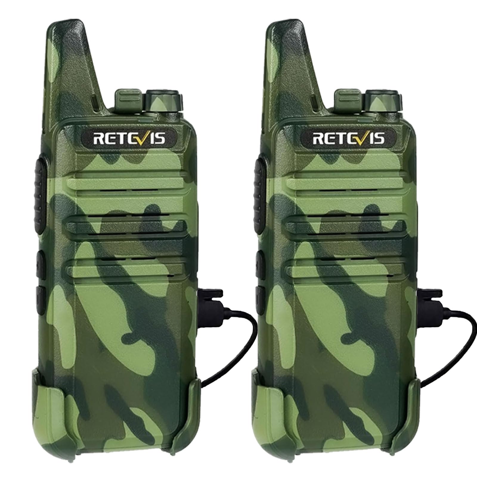 Retevis RT622 Walkie Talkie, Radio Ricetrasmittenti Ricaricabile, 16 Canali CTCSS/DCS, VOX, Mini Walkie Talkie Professionali da Esterno a Lungo Raggio per Ciclismo, Campeggio (Camouflage, 1 Paio)