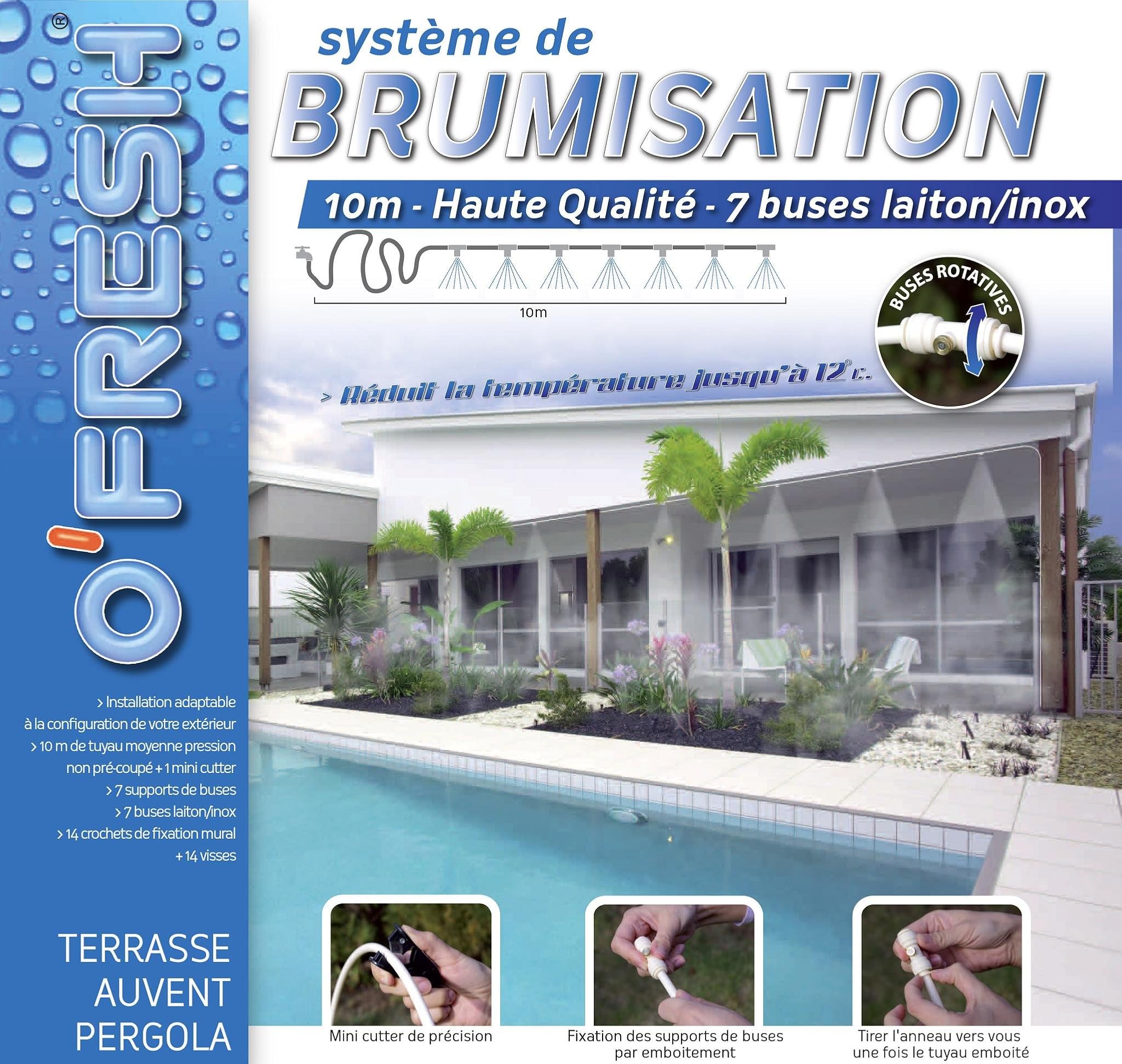 O'fresh Nebulizzatore Terrazza Esterna 10m con 7 Ugelli