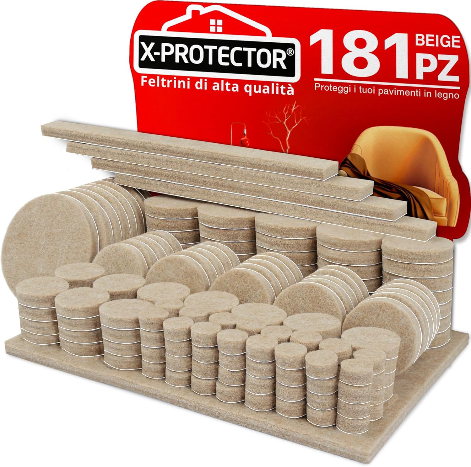 X-protector - Feltrini per Mobili 181 Pezzi - immagine 1