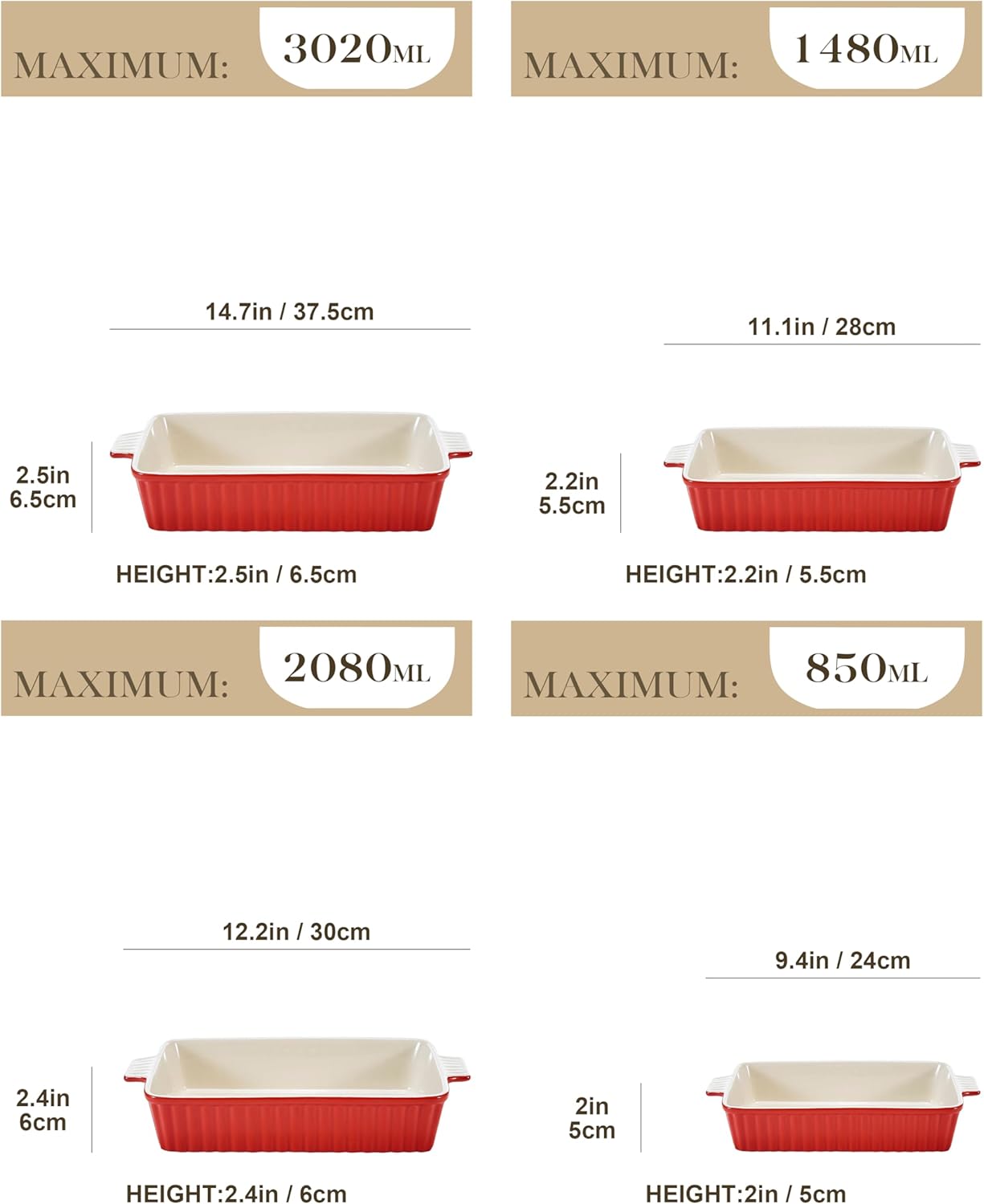 Malacasa Serie BAKE.BAKE Pirofile da Forno in Ceramica - immagine 2