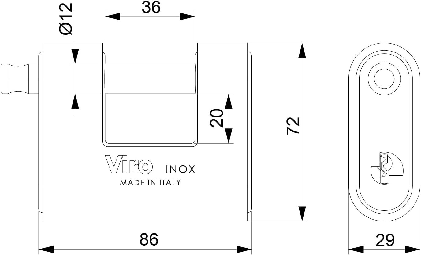 Viro Panzer - Lucchetto Antiscasso, Base 86 mm - immagine 4