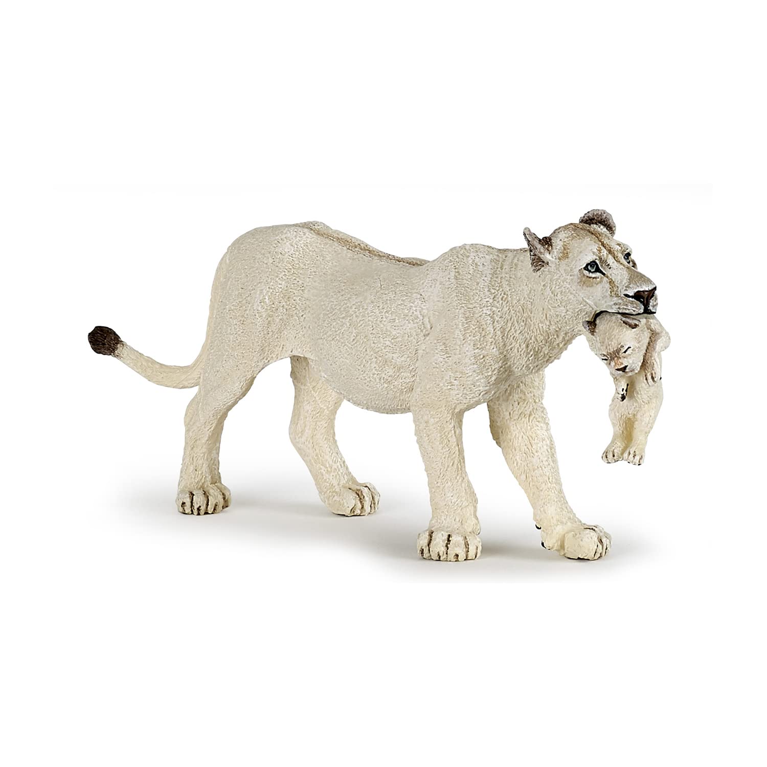 Papo 50203 - Statuetta con leonessa bianca con cucciolo di Regno degli animali selvatici, multicolore