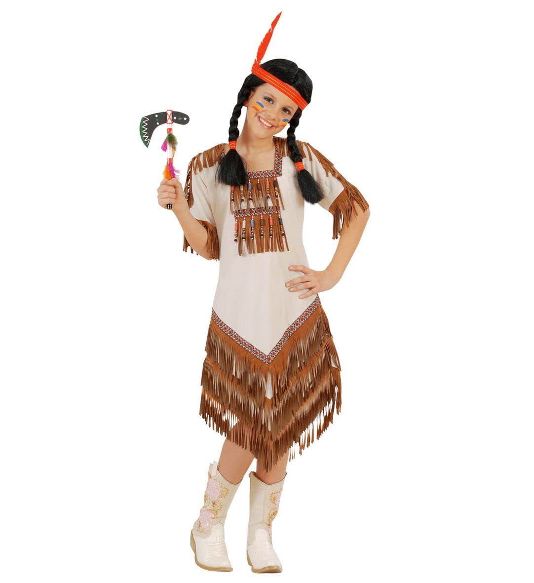 W WIDMANN MILANO Party Fashion - Costume da bambina indiana, abito, selvaggio west, figlia del capo, carnevale