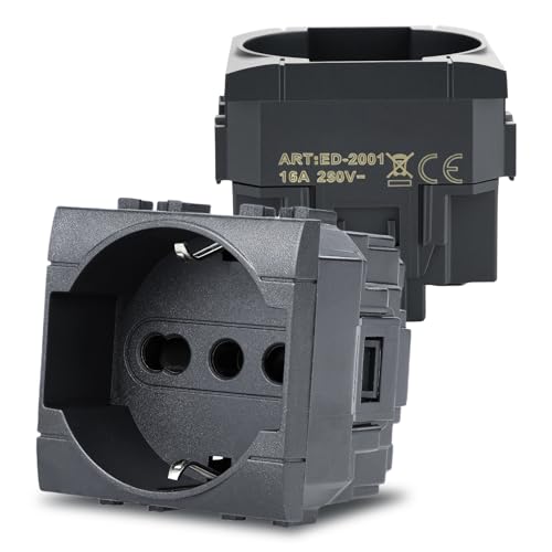 Voltix 2 Prese Schuko da Muro 16A, Nero