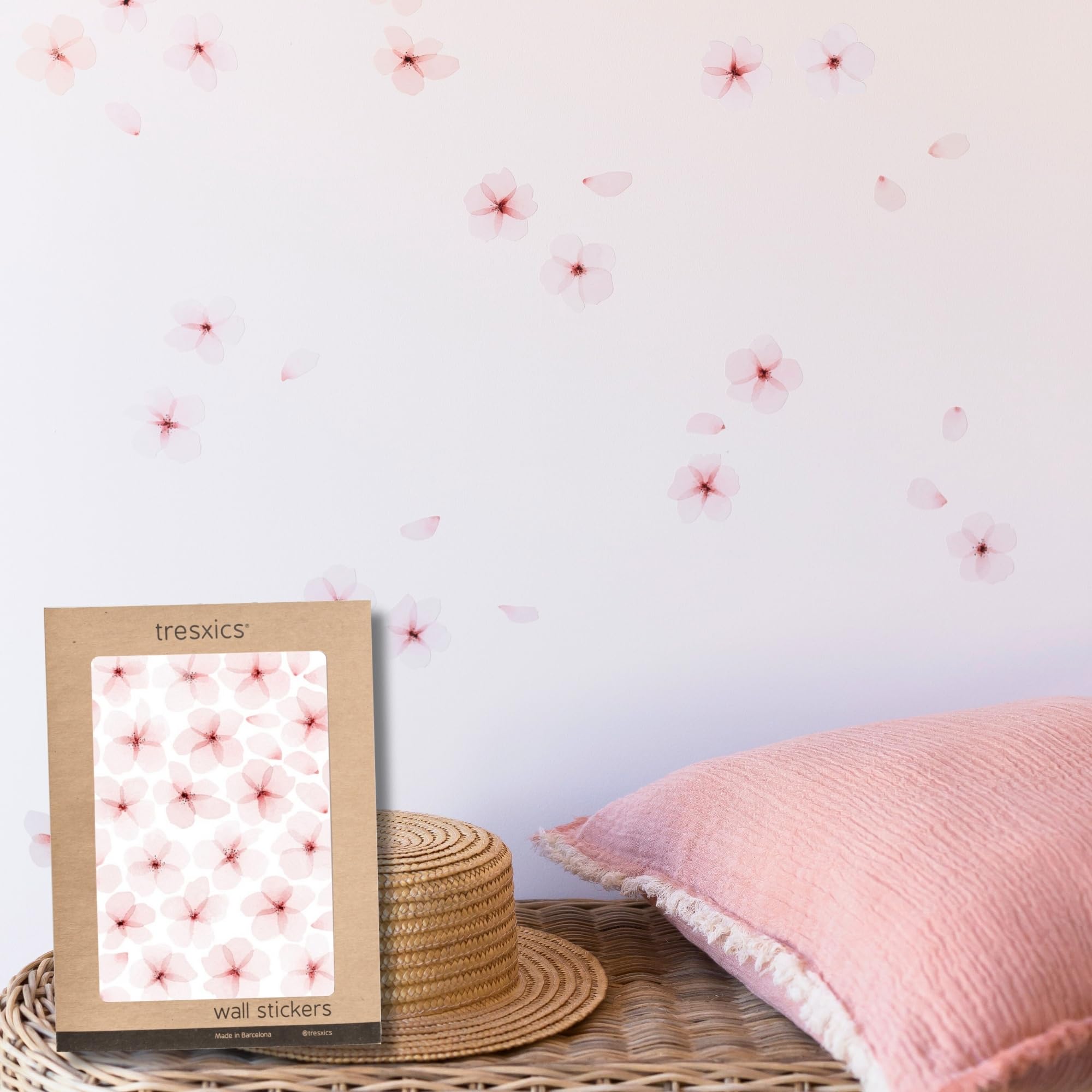 Tresxics Adesivi Murali Fiori Acquerello, Rosa