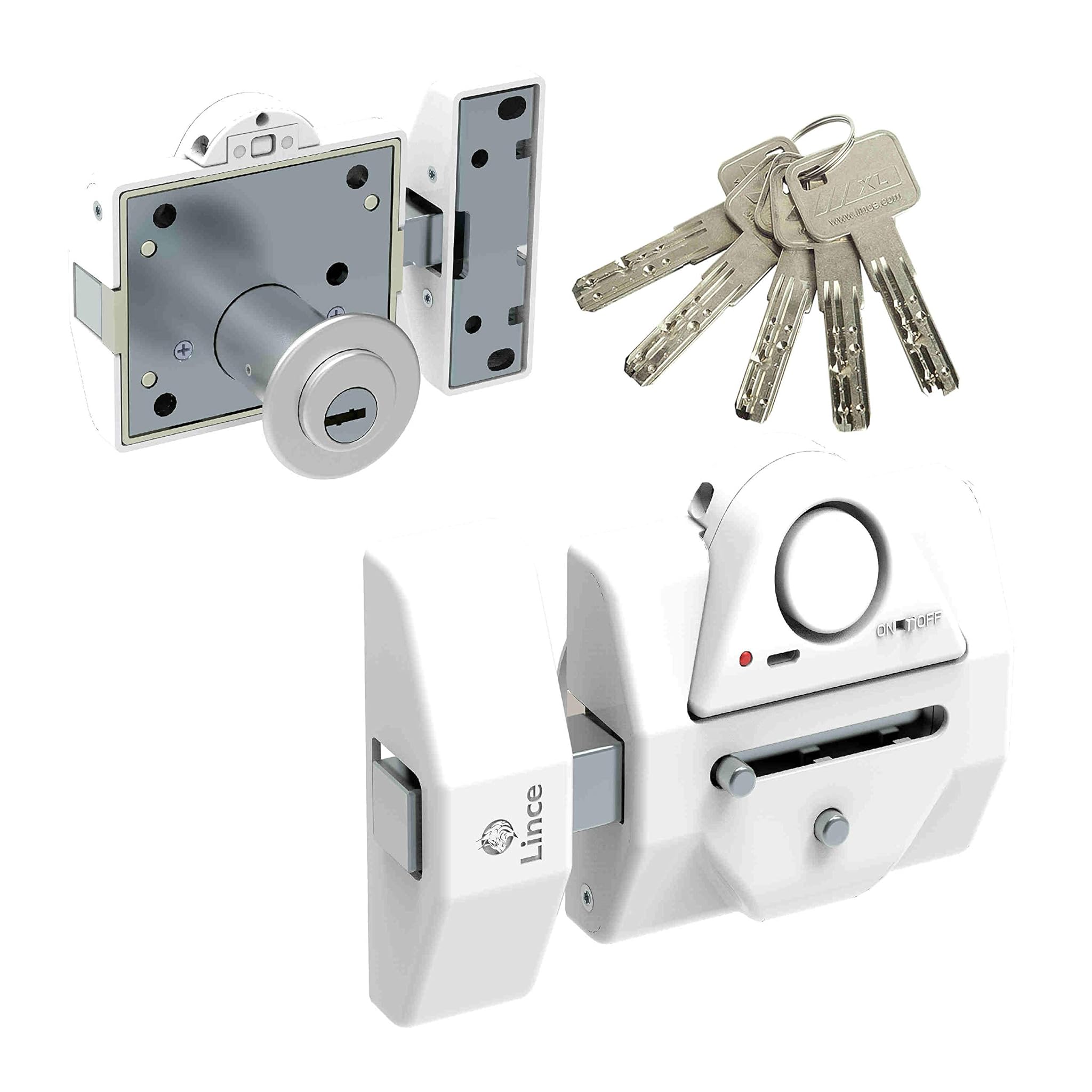 Lince Hasp Alta Sicurezza Anti Bumping con Allarme, Bianco, 0