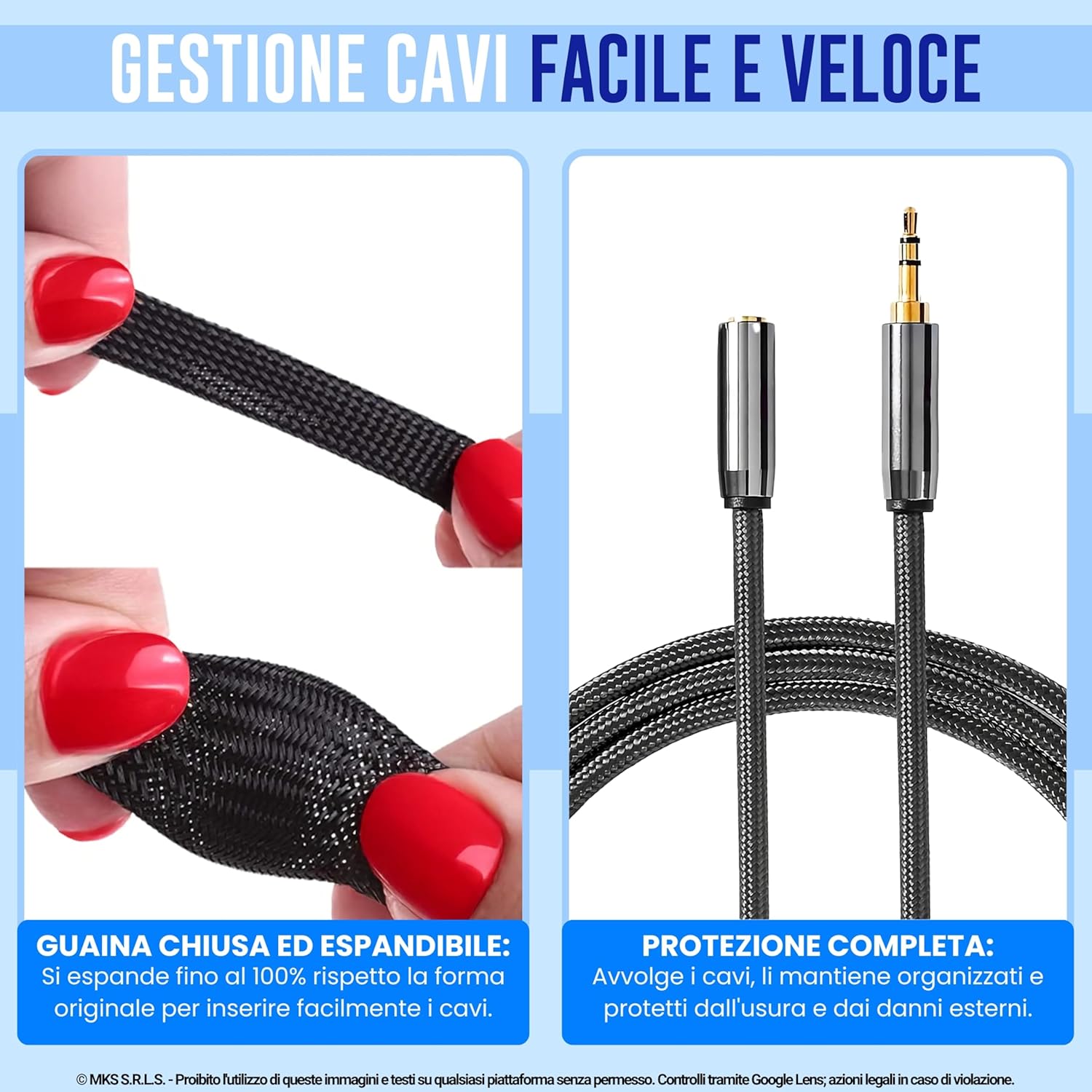 Marketconnect® Guaina Cavi Espandibile Ø 4mm L 200mt, Nero - immagine 2