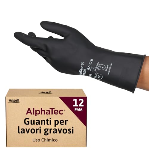 Ansell AlphaTec 87-118 Guanti Protezione Chimica (12 Paia)