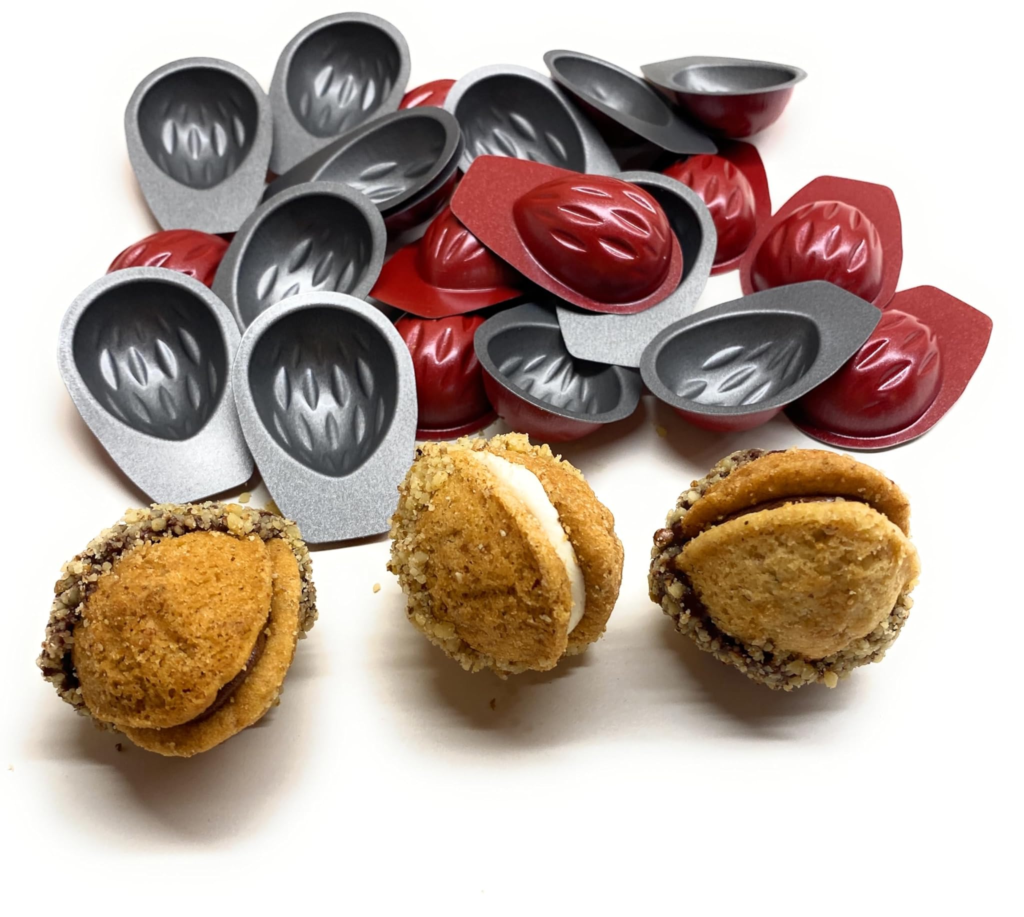 Mini Stampi per Dolci a Forma di Noce – Set da 20 Formine da Forno con Rivestimento Antiaderente per Biscotti Mini Torte e Dessert