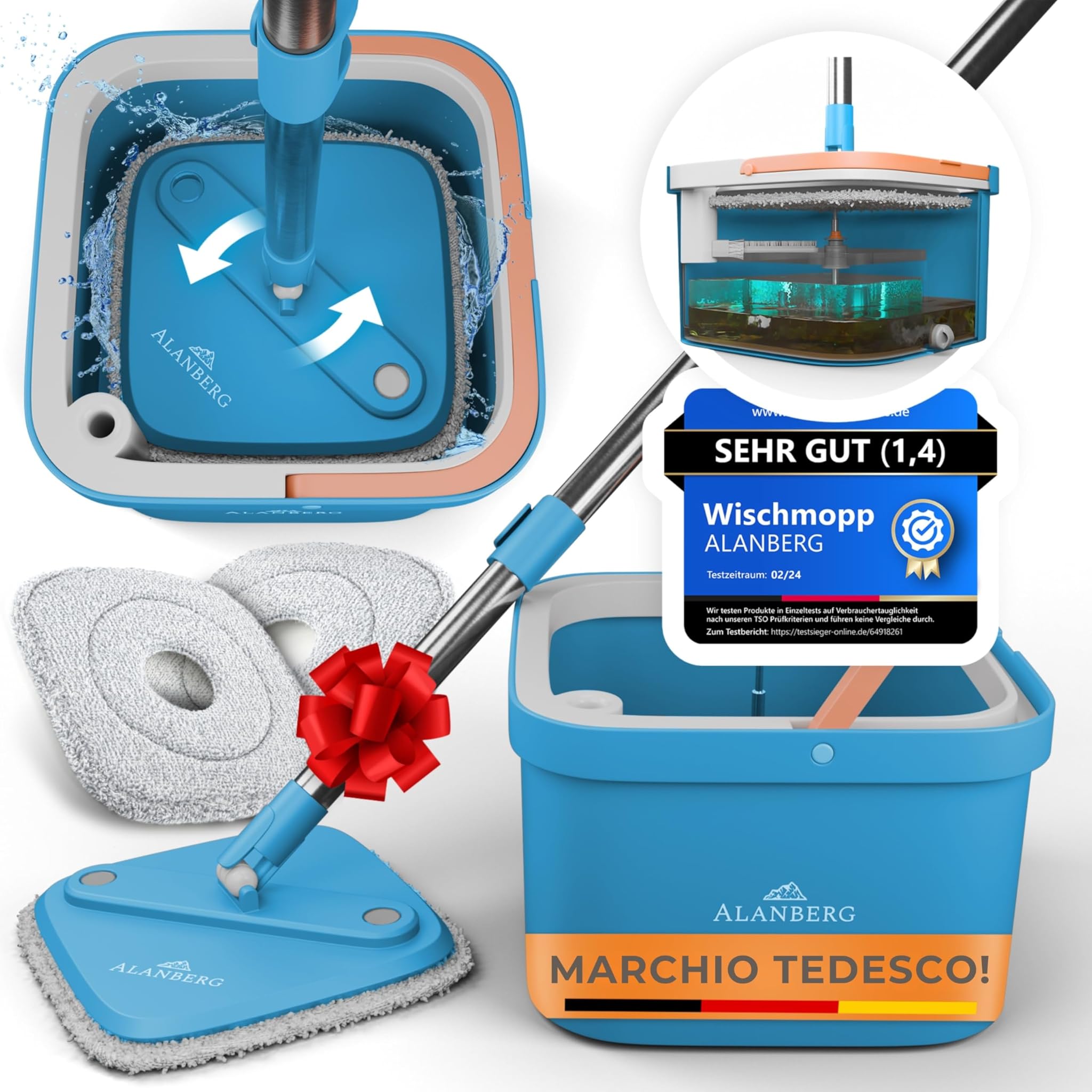 ALANBERG Set Mocio con Secchio Autostrizzante