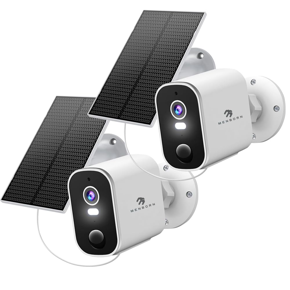 Menborn 2K Telecamera WiFi Esterno con Pannello Solare