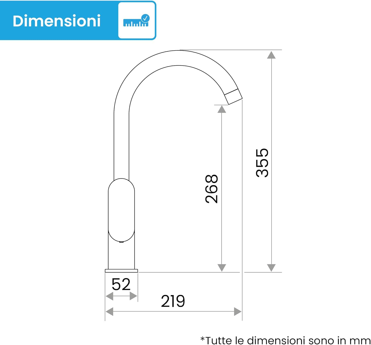 Bächlein Rubinetto Universale Cucina Girevole 360°, Nero Opaco - immagine 4