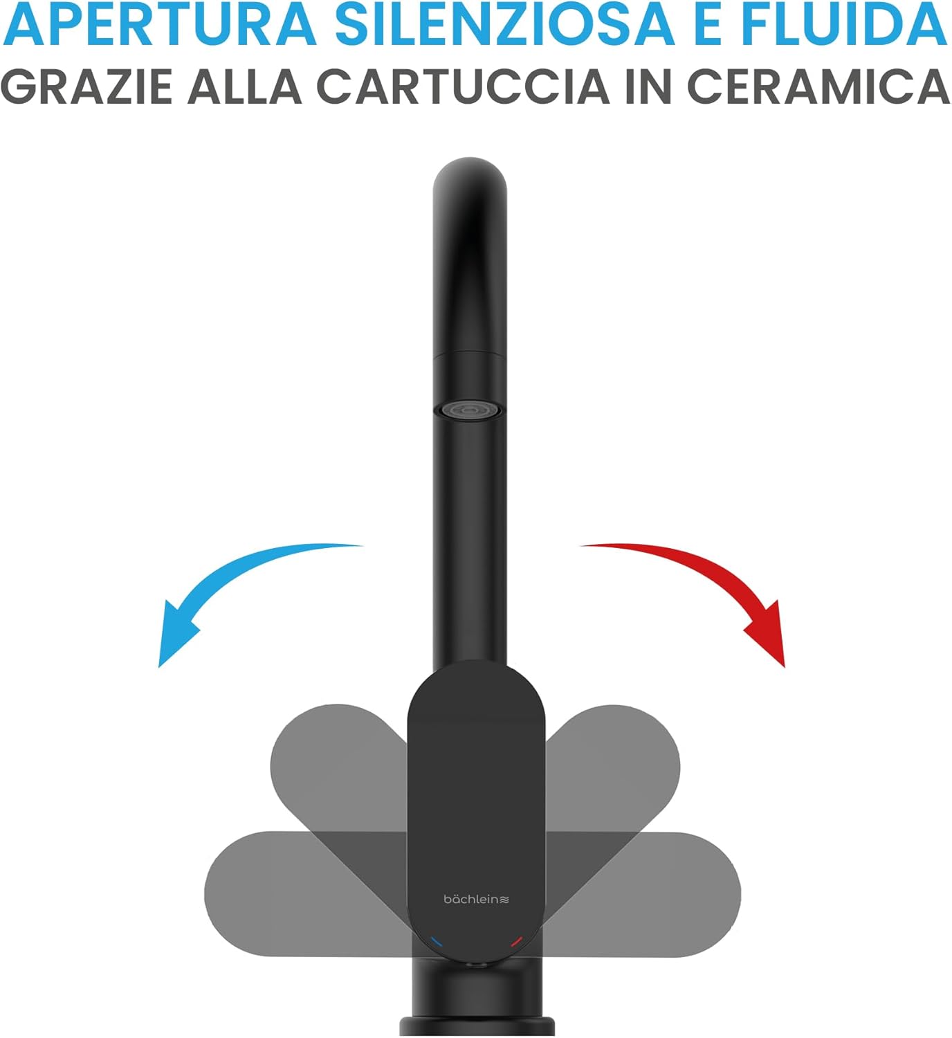 Bächlein Rubinetto Universale Cucina Girevole 360°, Nero Opaco - immagine 6