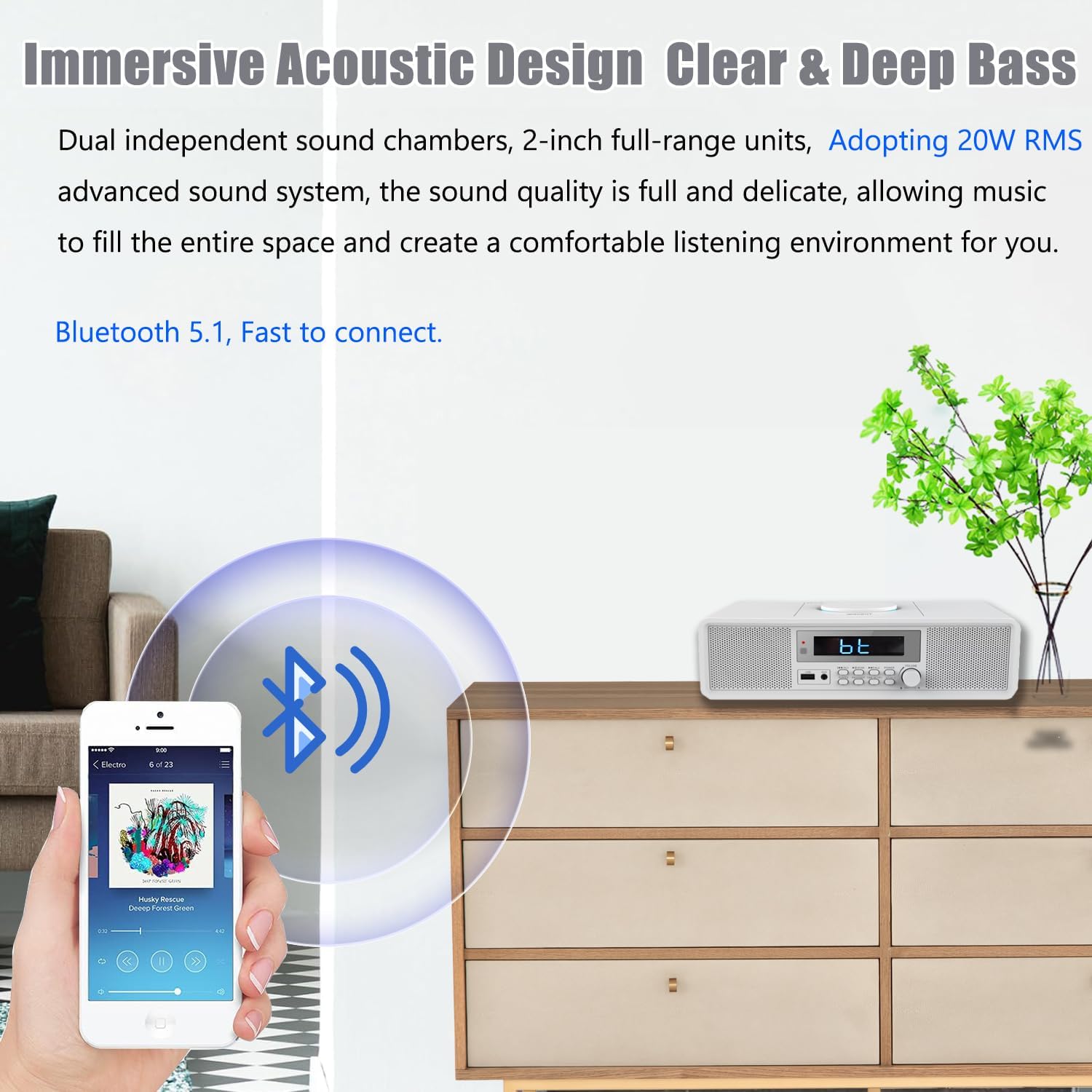 Radio Compatta con Lettore CD e Bluetooth 20W RMS - immagine 5