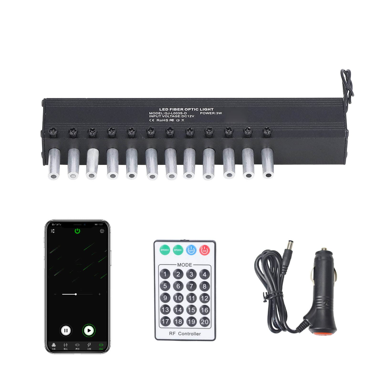 Luci a Fibra Ottica 3W con Plafoniera a Stella 12 Fori