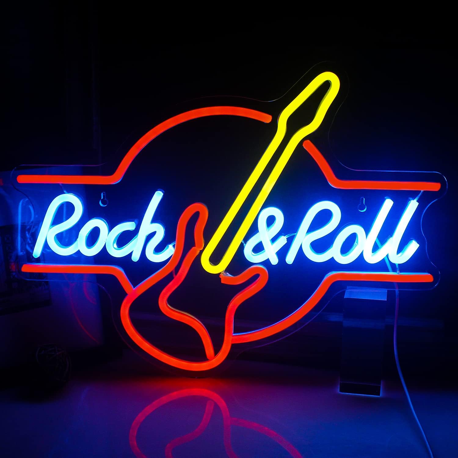 Chitarra Rock & Roll Neon Segni USB Alimentato - immagine 1