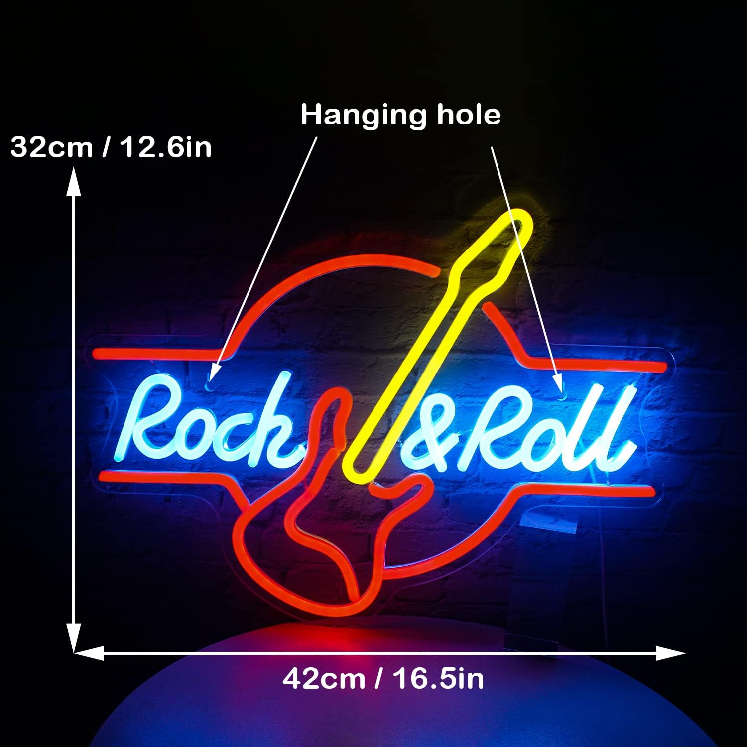 Chitarra Rock & Roll Neon Segni USB Alimentato - immagine 4