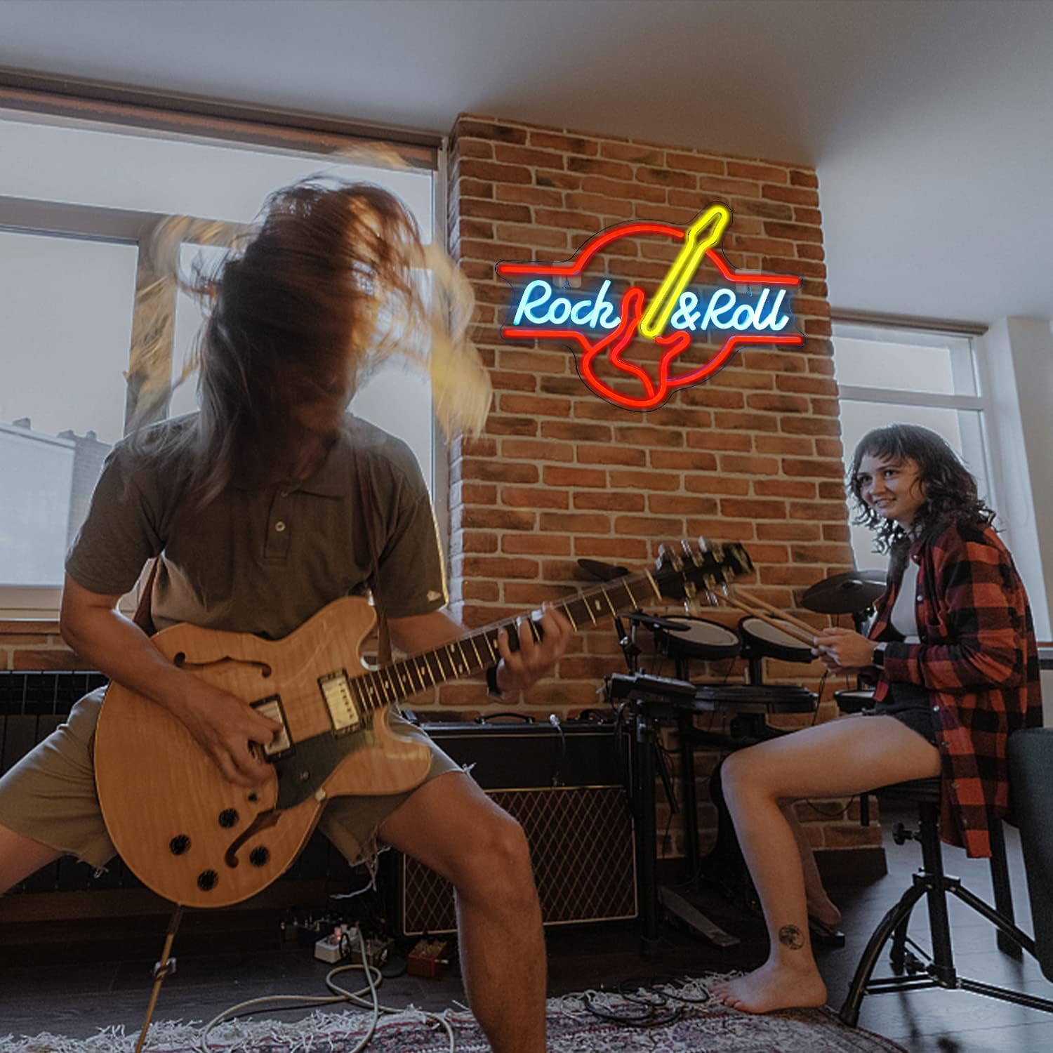 Chitarra Rock & Roll Neon Segni USB Alimentato - immagine 6