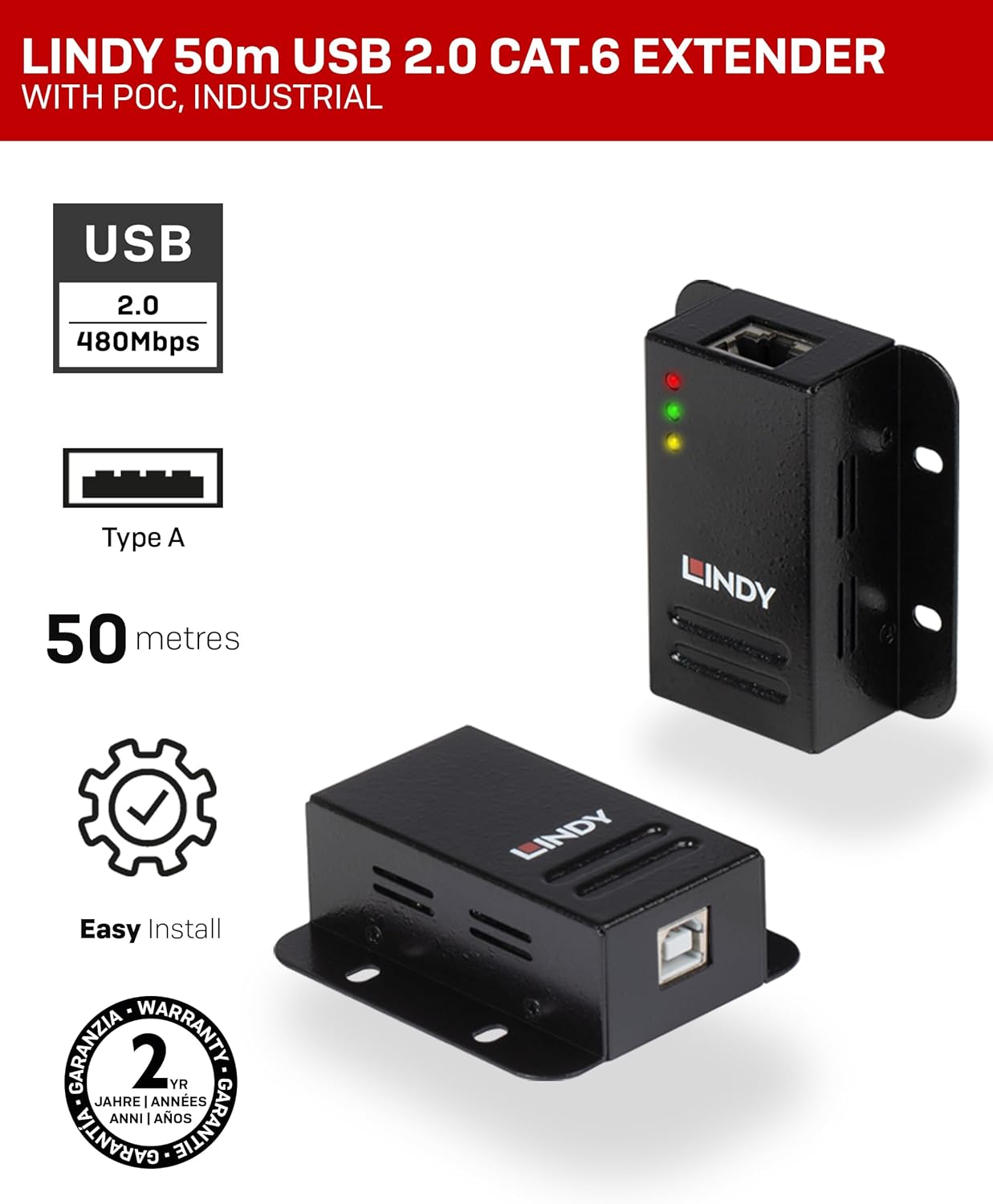 Lindy Extender USB 2.0 Cat.5, 50m - immagine 2