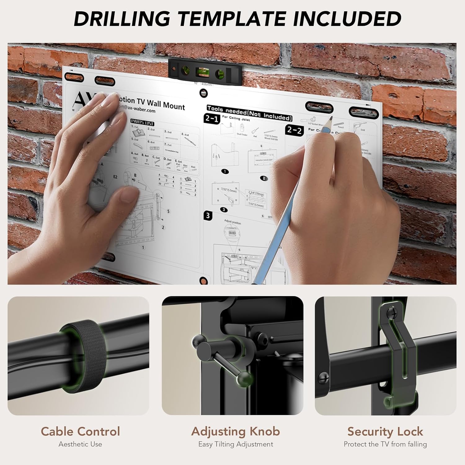 Ax Waber Staffa TV Full Motion per 32-85" - immagine 8