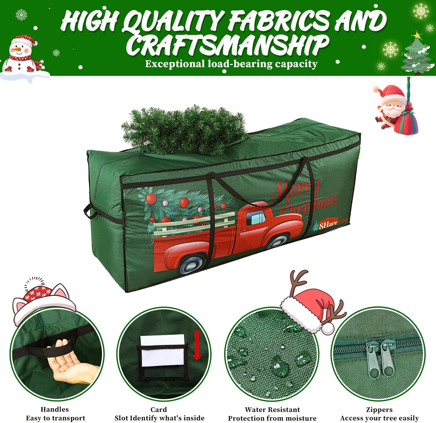 Shareconn Sacca per Albero di Natale 270cm, Verde - immagine 4